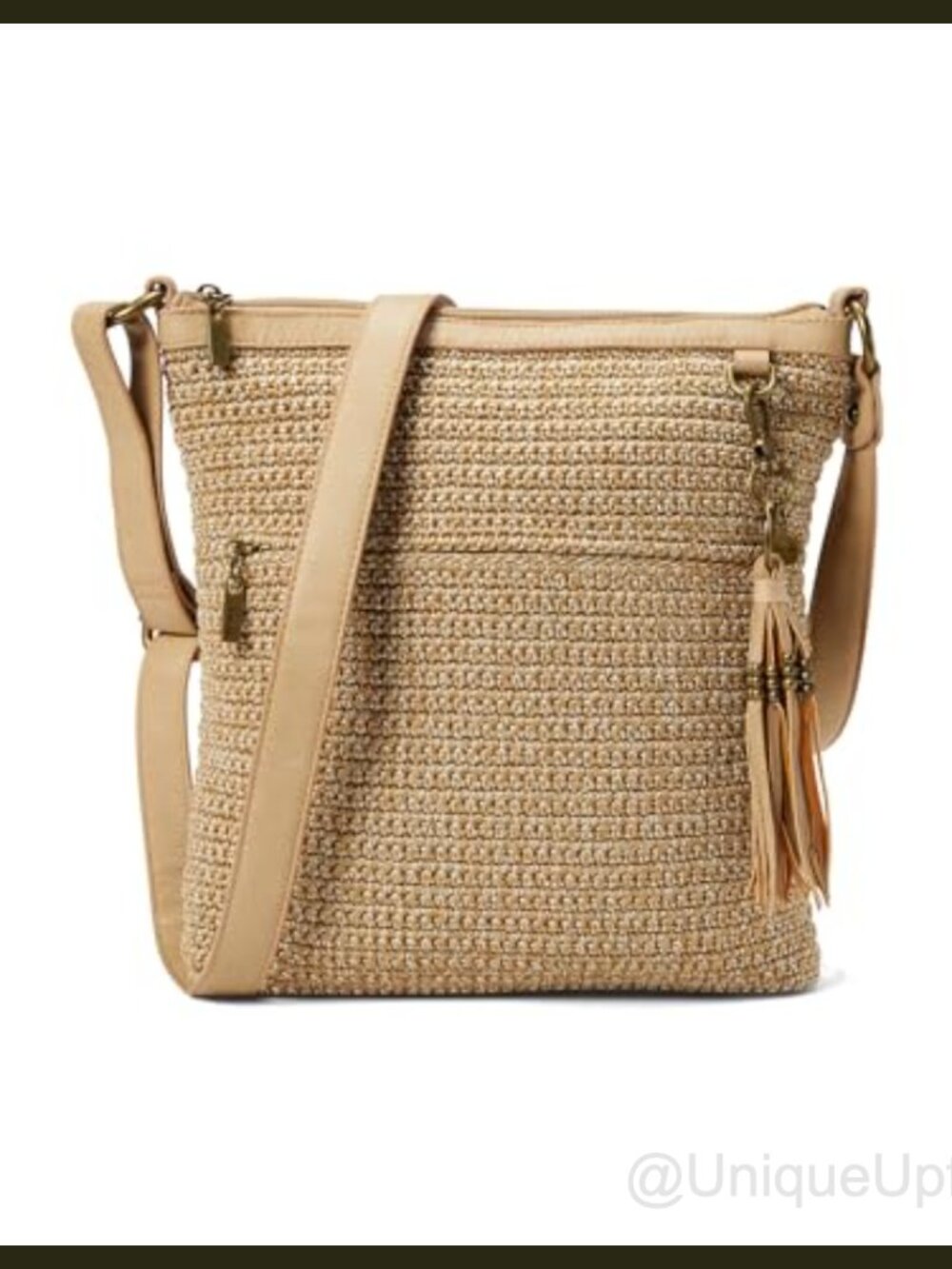 Crochet Crossbody Purse Zipper Closure Adjustable Strap Everyday Bag